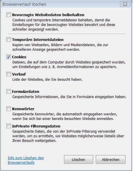 Cookies im Internet Explorer 8 löschen